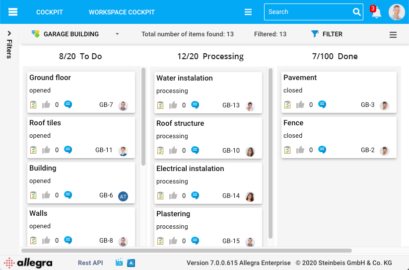 project management method: Kanban board