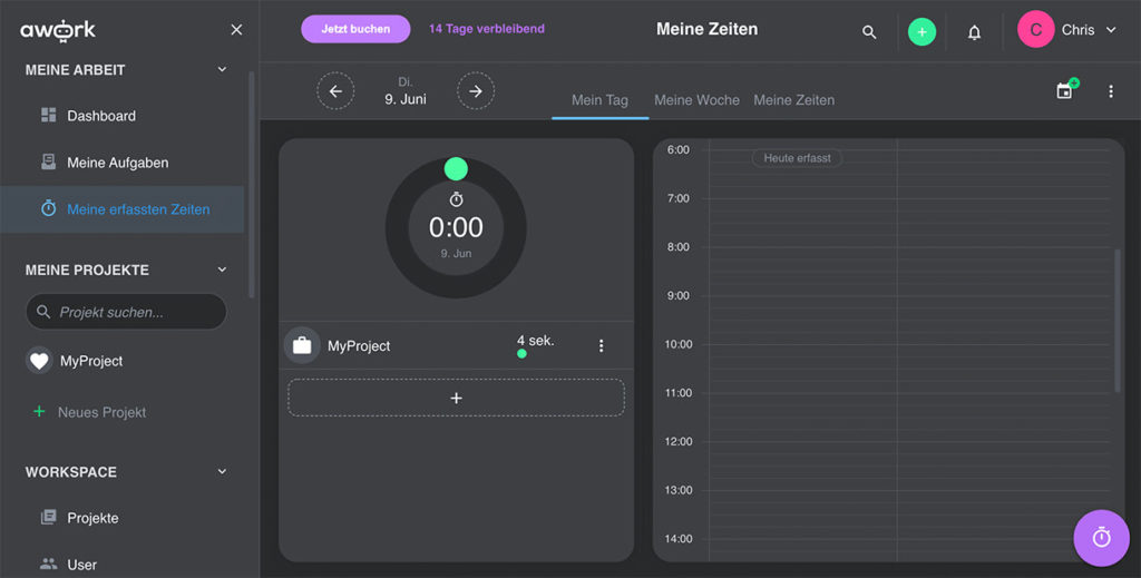 Awork Projektmanagement-Software Test
