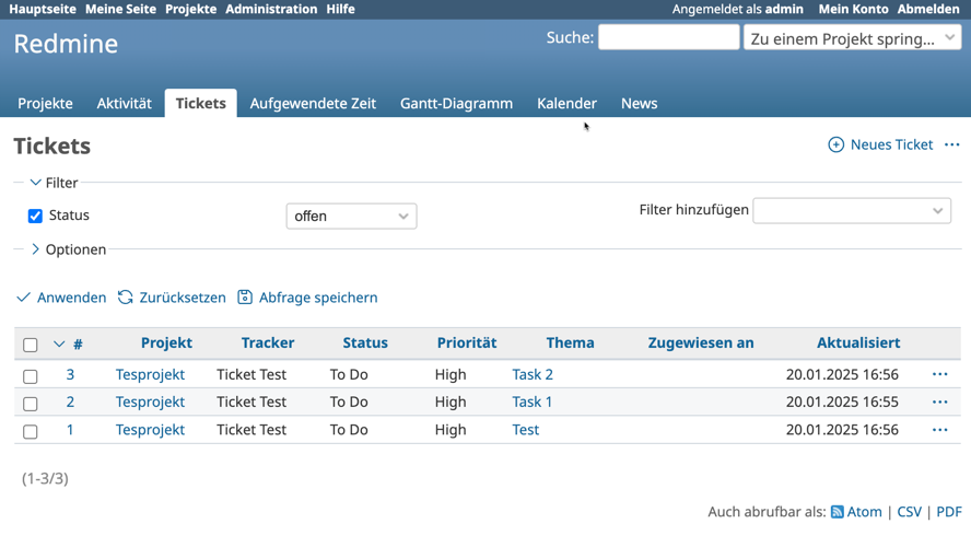 Screenshot Redmine